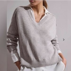 Brochu Walker Cashmere Oversized Gray Sweater Blouse womens size L